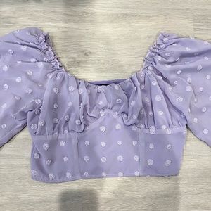 Flocked Sweetheart Neck Bustier Crop Top Long sleeve